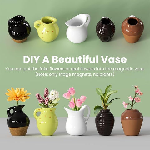 Cute Plant Ceramic Vase Fridge Magnets