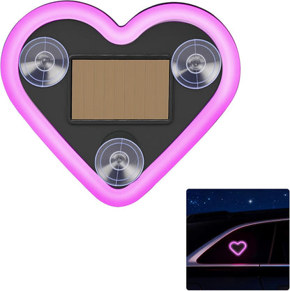 Car LED Ambient Light Solar Powered Heart Neon Light Car Led Lights Interior for Outdoor/Interior Car/Room Pink