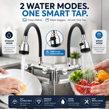 360° Bendable Silicone Faucet Nozzle – Jet & Soft Stream (Random Color)
