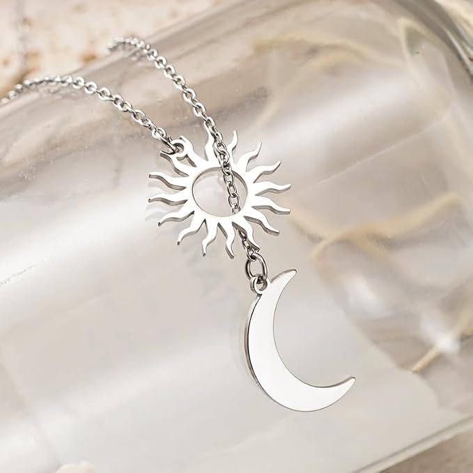 Luna Sol™ Stainless Steel Celestial Pendant Necklace