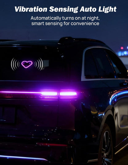 Car LED Ambient Light Solar Powered Heart Neon Light Car Led Lights Interior for Outdoor/Interior Car/Room Pink
