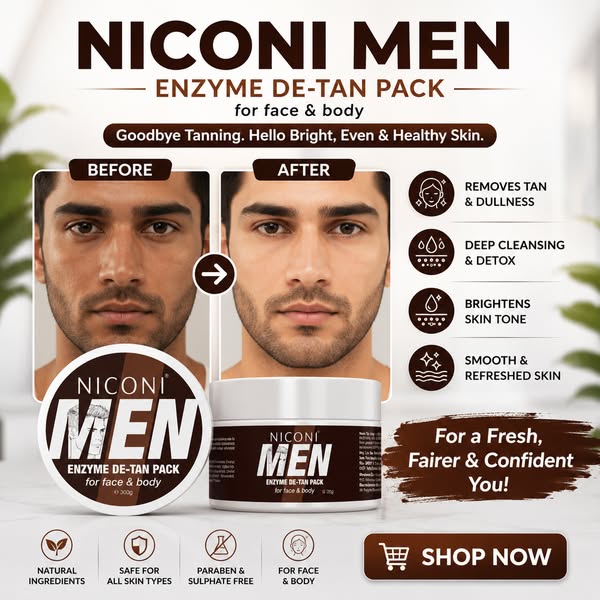 Niconi Men Enzyme De-Tan Pack For Face & Body