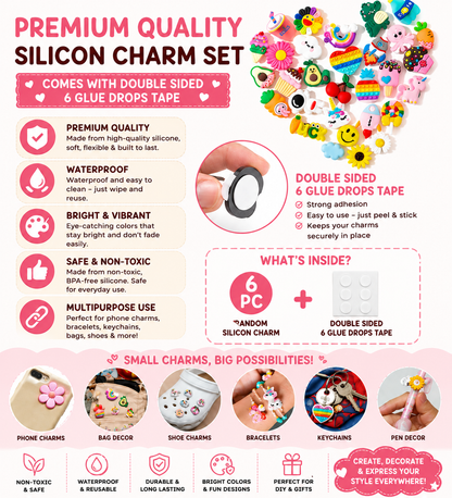 🌈 DIY Silicone Charm Set (6 PCS)