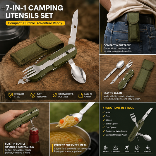 🥇 7-in-1 Camping Utensil Set ⭐