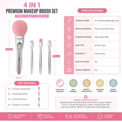 4-in-1 Premium Makeup Brush Set