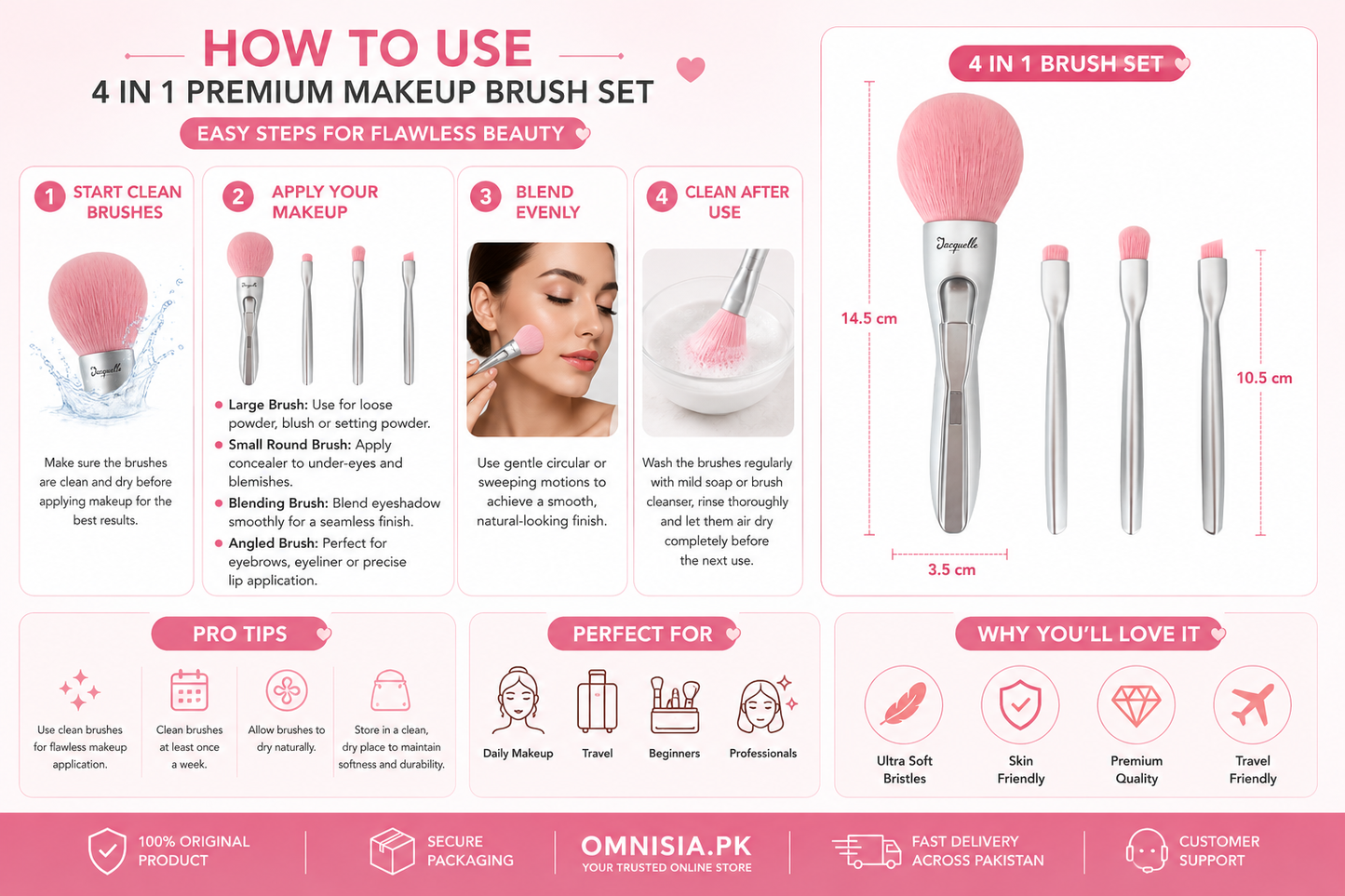 4-in-1 Premium Makeup Brush Set