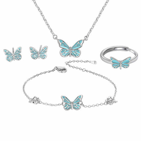Butterfly Glowing Sterling Silver Necklace (PACK OF 2)