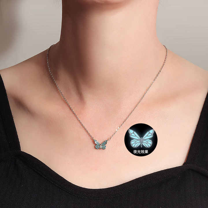 Butterfly Glowing Sterling Silver Necklace (PACK OF 2)