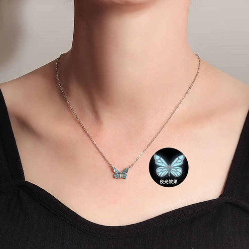 Butterfly Glowing Sterling Silver Necklace