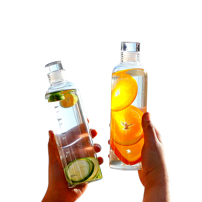Unique Borosilicate Glass Water Bottle with Time Marker