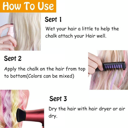 Hair Chalk Comb Temporary Hair Color Dye + (Free Gift)