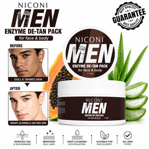 Niconi Men Enzyme De-Tan Pack For Face & Body (300g)